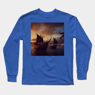 Viking Raiders on Longships Long Sleeve T-Shirt